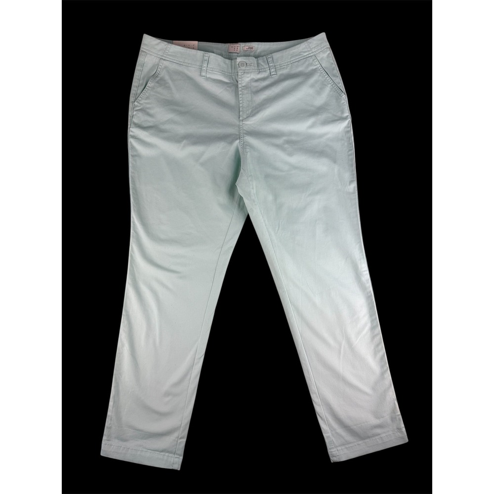 A New Day Womens Slim Fit Mid Rise Chino‎ Pants Mint Green Size 16R Stretch New